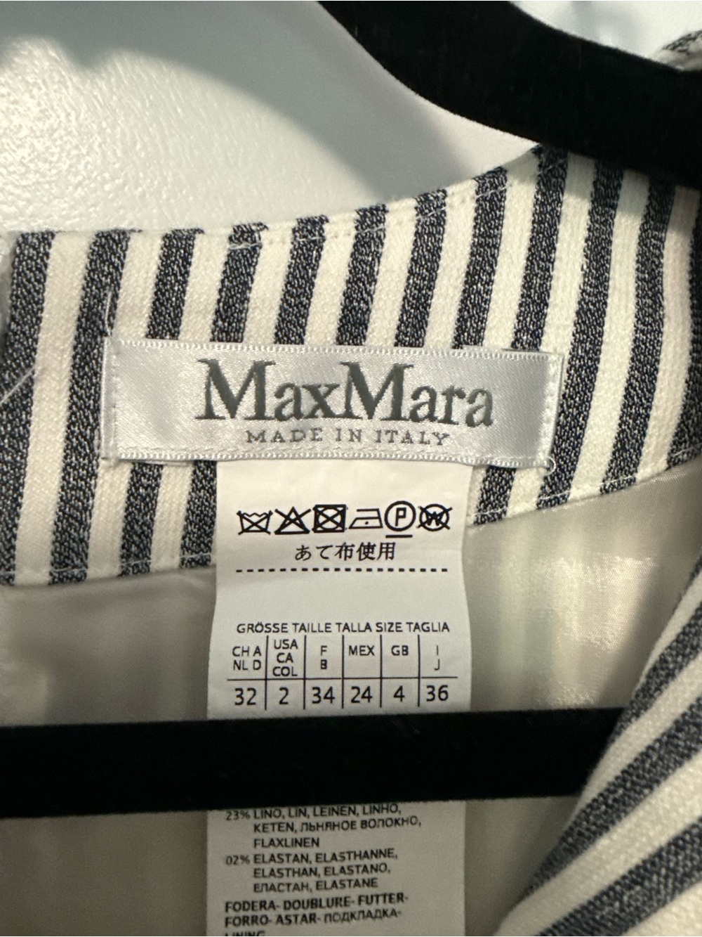 MaxMara Caraffa Striped Cotton and Linen Blend Dress 2 - Picture 8 of 10